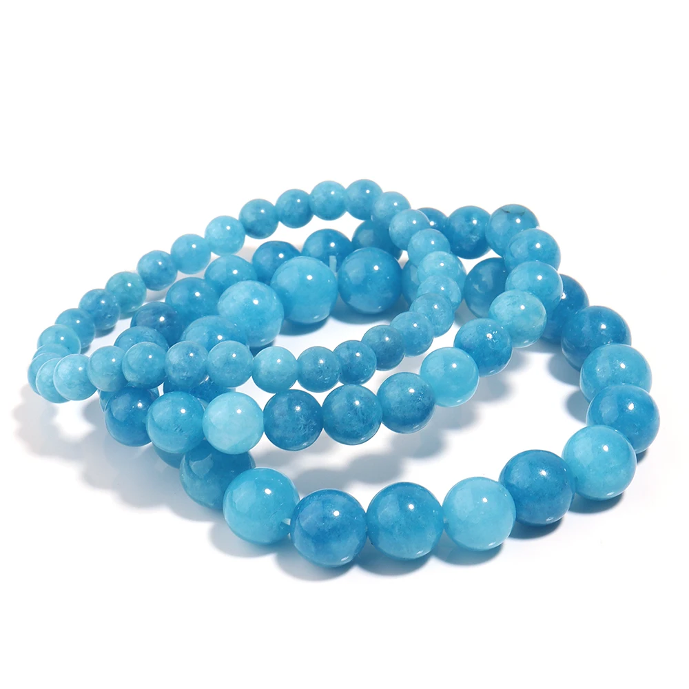 Модный браслет из бусин натурального камня синий апатит агаты кварцевые