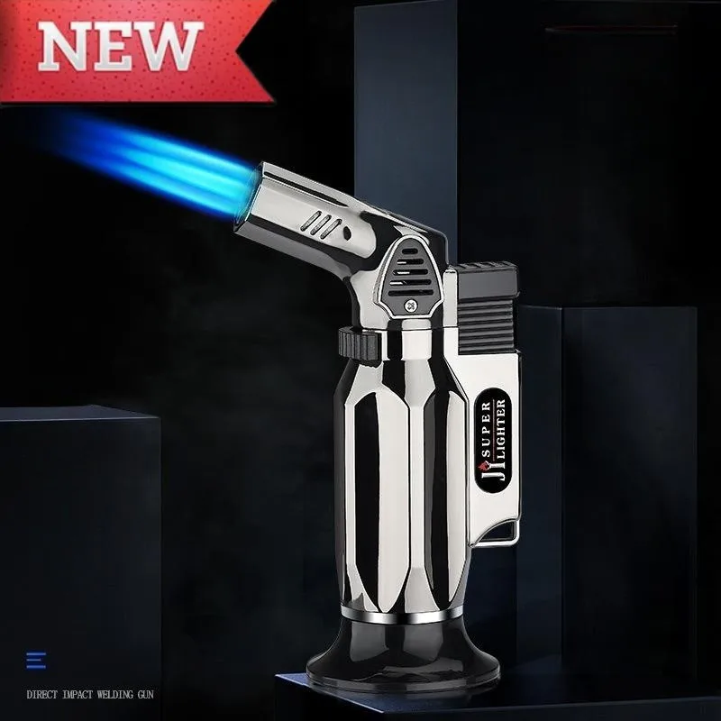 

2023 Hot Windproof Straight Punch Personalized Outdoor Kitchen Baking Blue Flame Inflatable Metal Cigar Lighter Turbo Torch Gun
