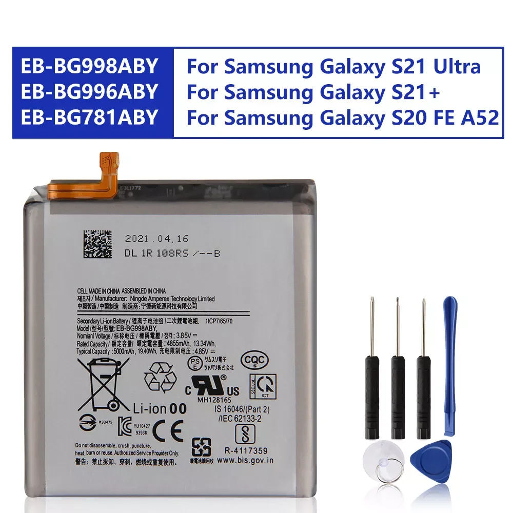 

2023New Original Replacement Battery For Samsung Galaxy S21 S21+ S21 Ultra S20 FE A52 EB-BG998ABY EB-BG996ABY EB-BG781ABY Genuin
