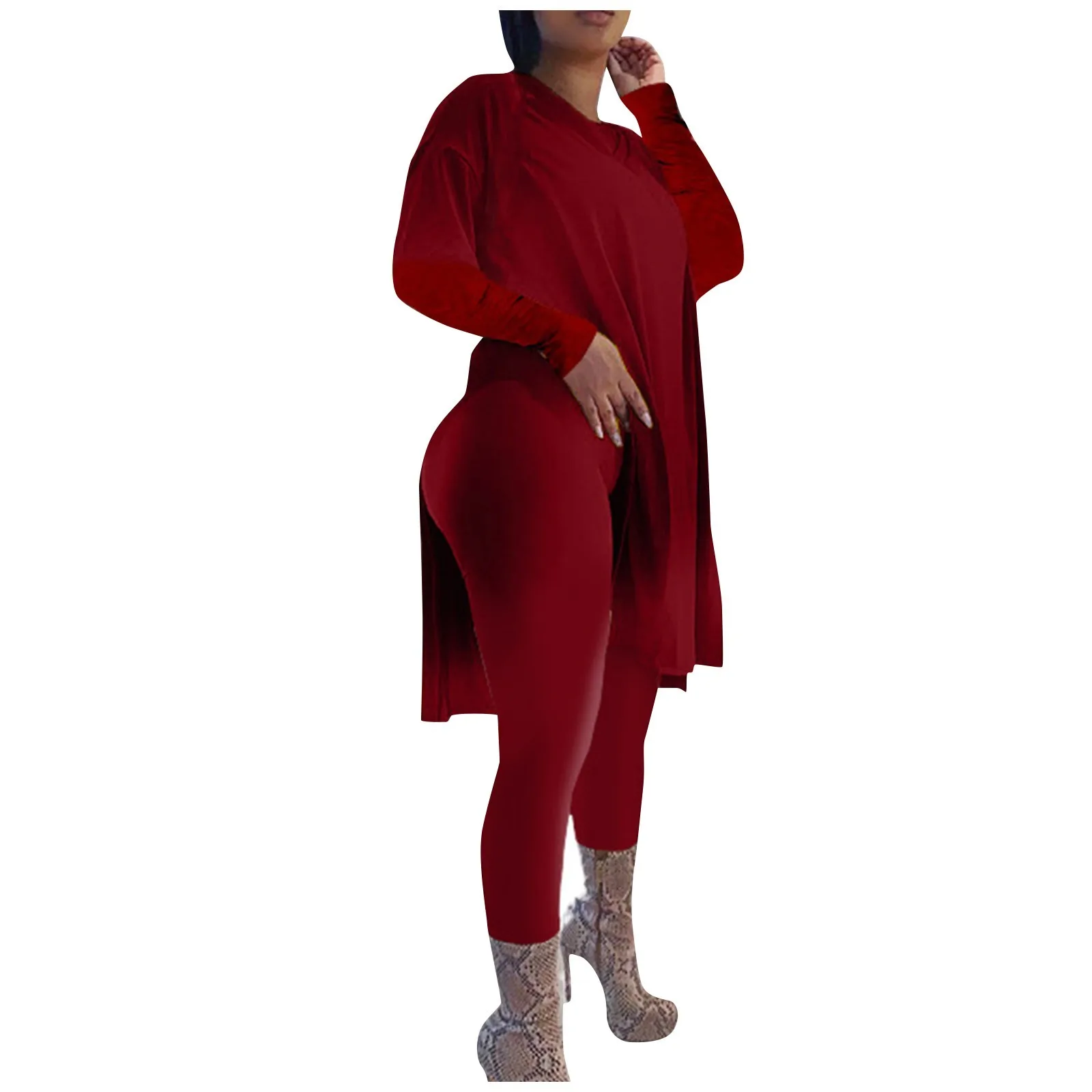 

New Fashion Winter Women's Pullover Pants Two-piece Suits Solid Loose Split Top Homewear Home Lady Sleepwear Female 2022