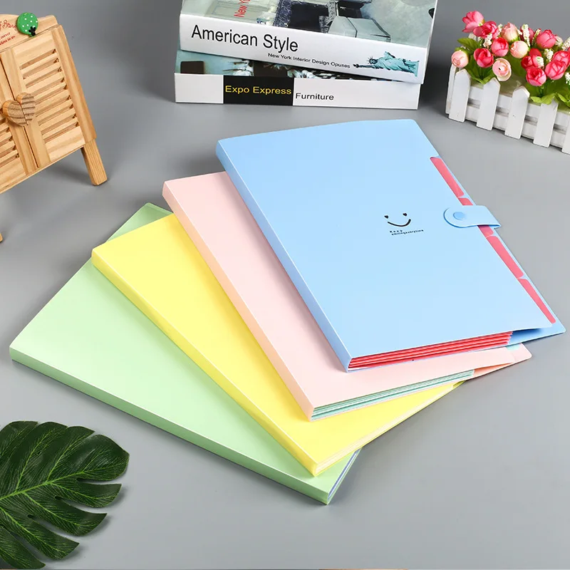 

2pcs A4 File Document Cute Organ Bag Folder Waterproof File Folders 5 Layers Material Storage Office Stationery Storage Supplies