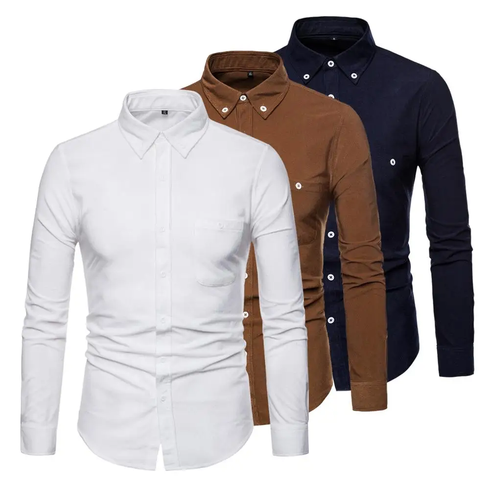 

Рубашка мужская Вельветовая с длинным рукавом, Повседневная Блузка с лацканами, однотонный деловой кардиган, весна-осень 2019