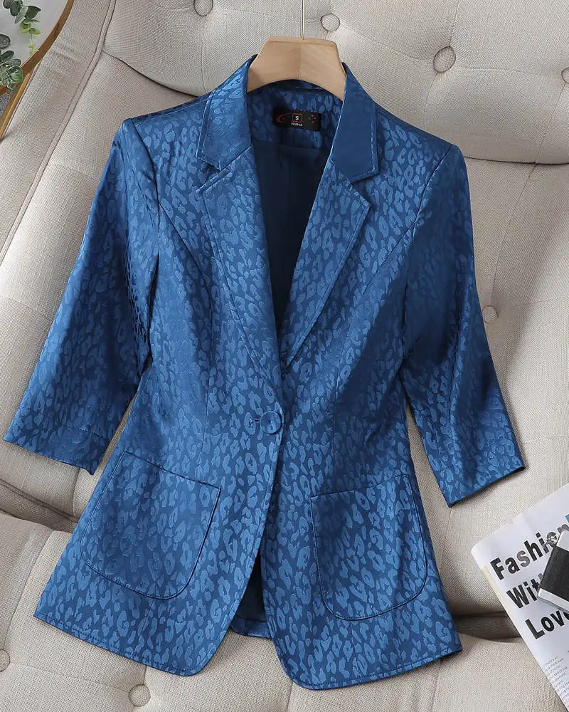 Quality Spring Summer Women's Korean Fashion Elegant Loose Medium Sleeve Jacket Office Leisure Blazer Thin Cardigan Coat Top 4XL