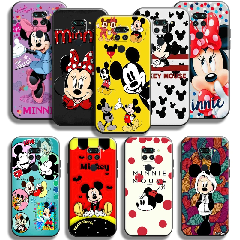 

Disney Mickey Minnie Mouse Phone Case For Xiaomi Redmi Note 9 Pro Redmi Note 9 9T 5G Liquid Silicon Funda Black Back Soft