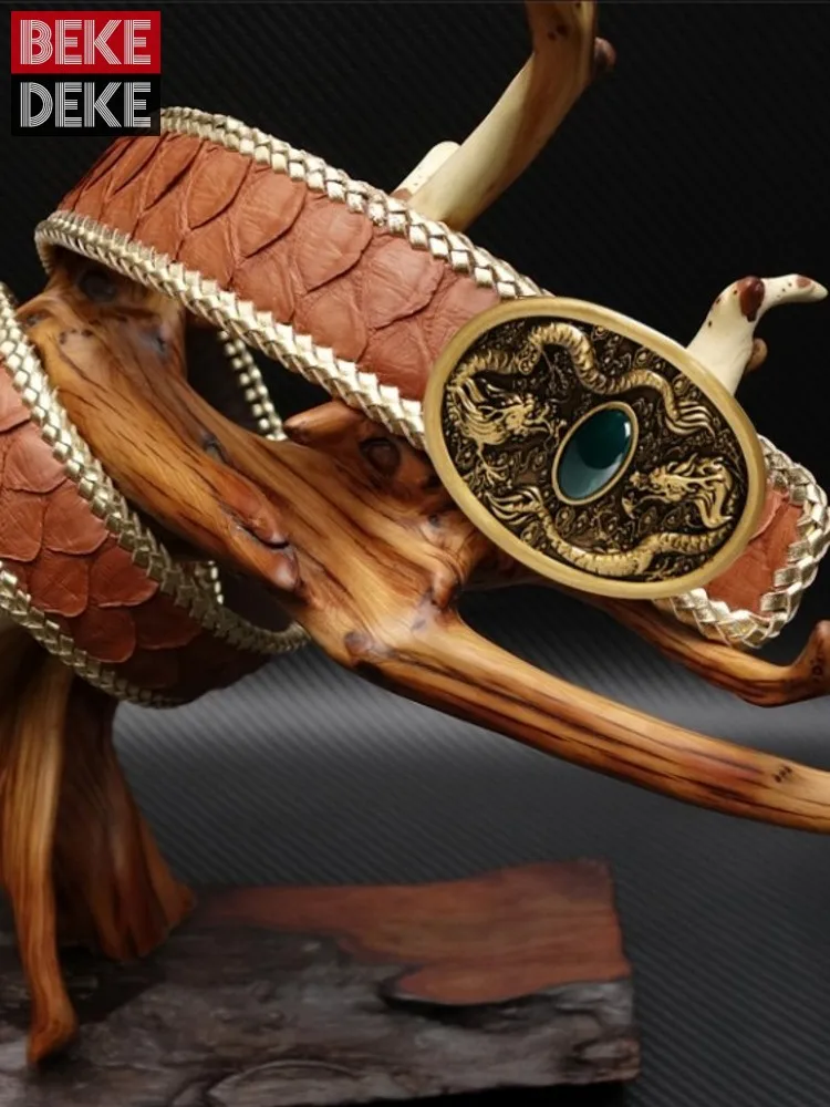 New Vintage Real Snakeskin Belt Men Gothic Copper Buckle Genuine Leather Ceinture Homme Luxury Python Leather Strap For Pants