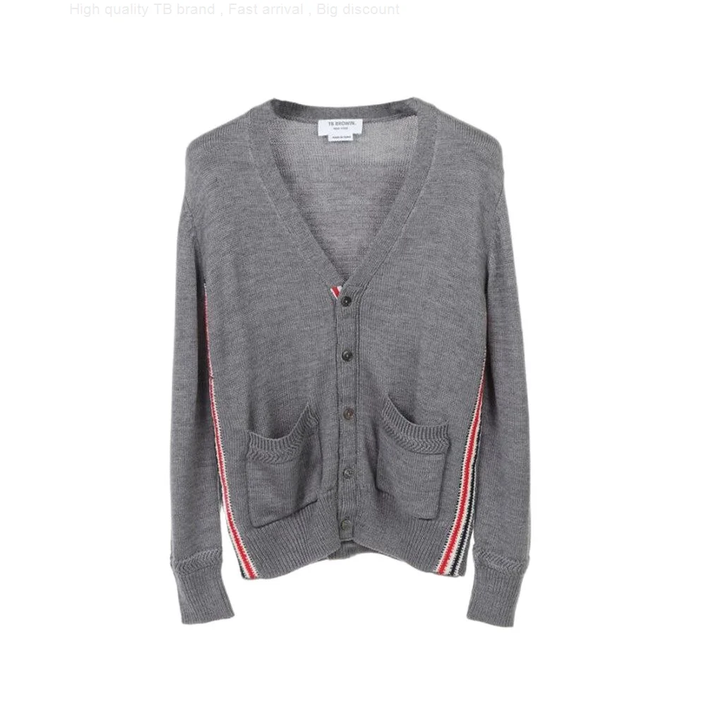 

Women's Men's TB and BROWIN thom cardigan sweater Korean version of the same style striped V-neck jacket for coat