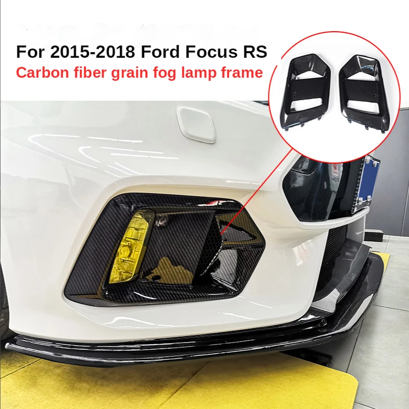 Marco de luz antiniebla para coche, marco de luz antiniebla con textura de fibra de carbono modificada, 2015-2018 para Ford Focus RS 2019-2021 Focus Stline