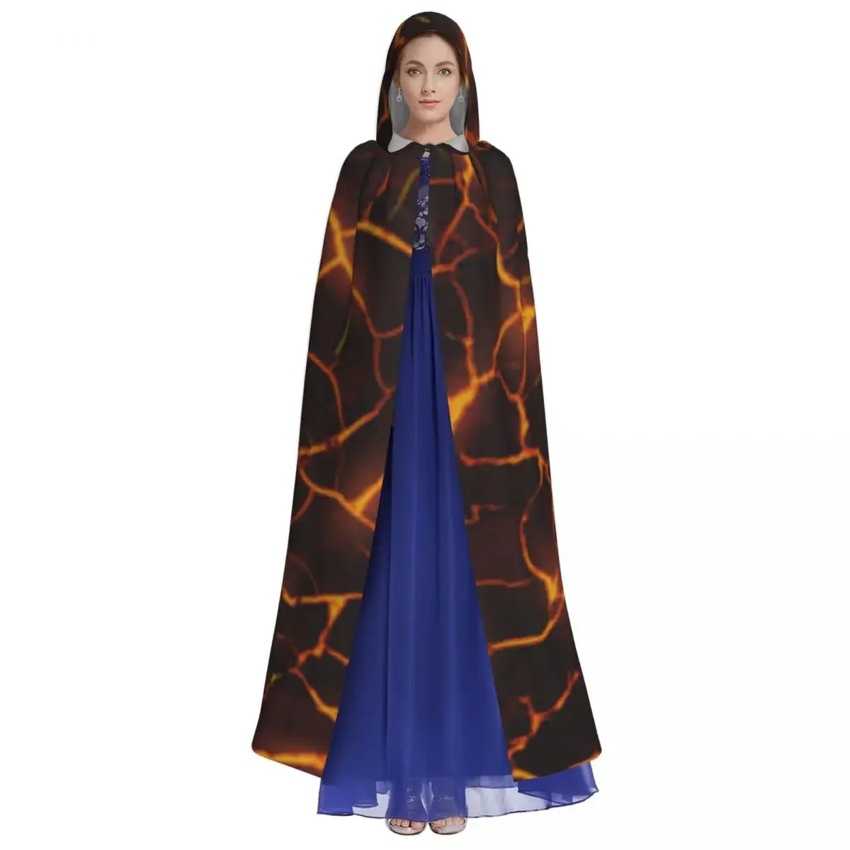 Накидка вампира для взрослых халат с капюшоном расплавленная лава полная длина