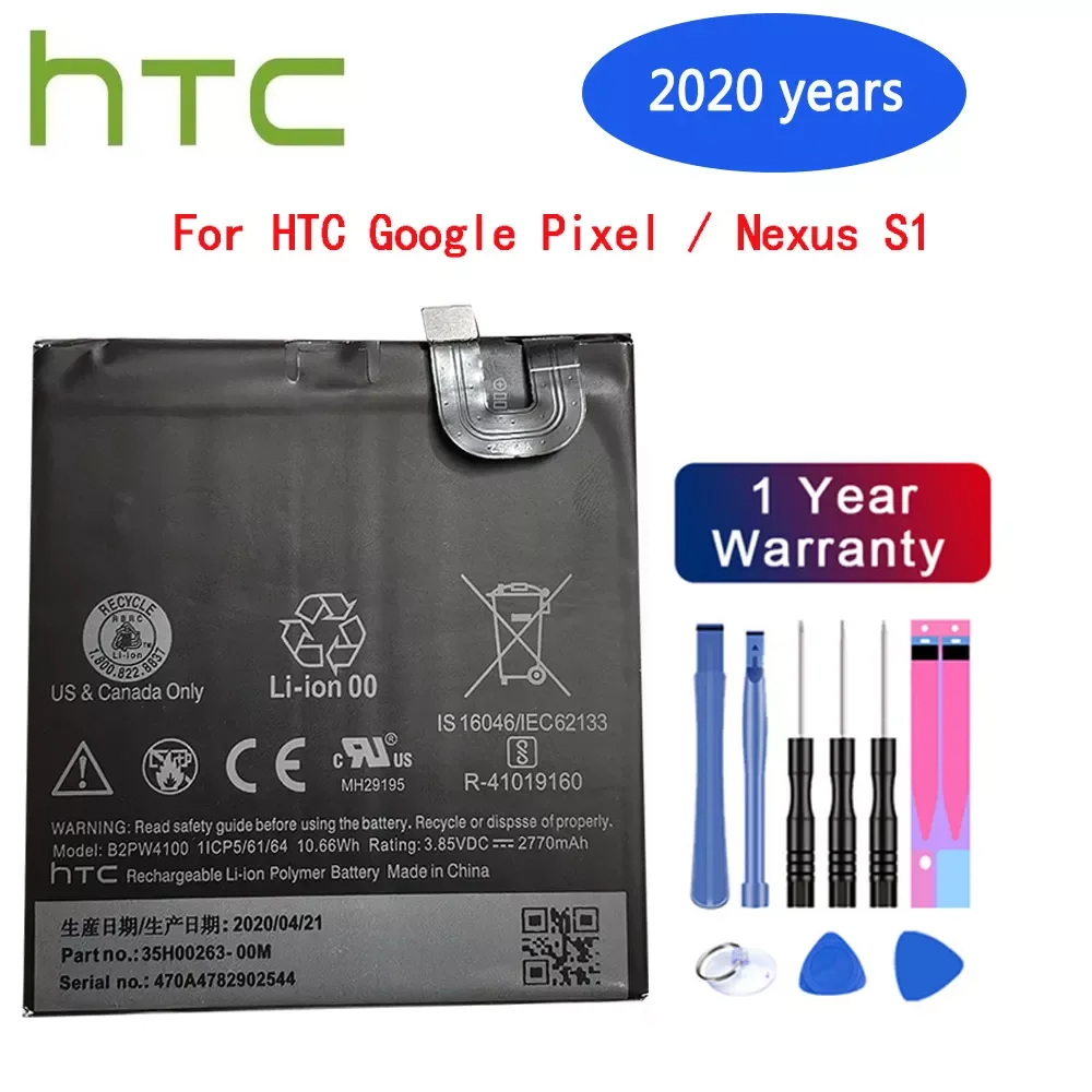 

Оригинальный аккумулятор HTC B2PW4100 2770 мАч, аккумулятор для HTC Google Pixel / Nexus S1, аккумулятор + Бесплатные инструменты