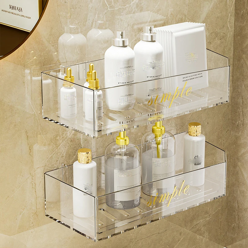 

Luxury Simple Wall Shelves Multi-function Wall Hanging Bathroom Storage Rack Makeup Organizer Shampoo Holder Bathroom Organizer