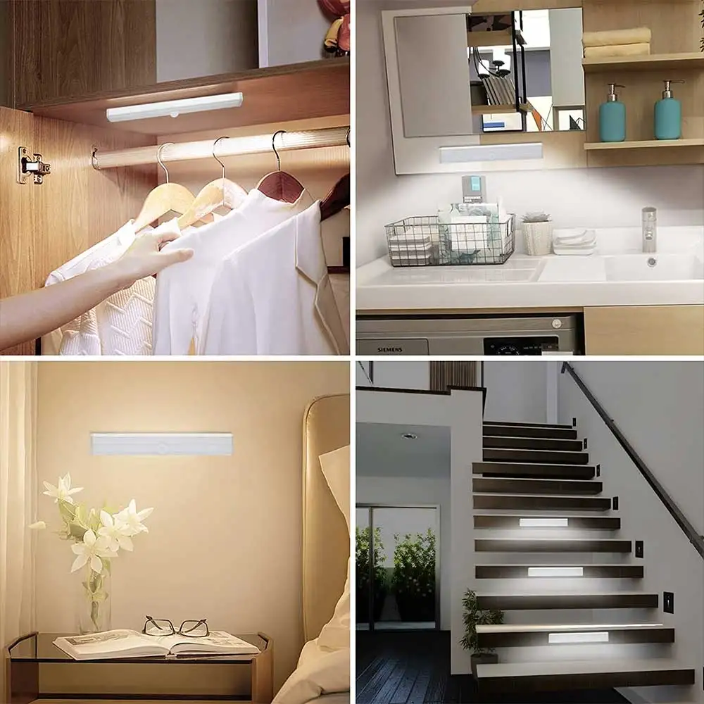 6/10LEDs Under Cabinet Night Light Motion Sensor Closet Light For Kitchen Bedroom Bedside Lighting Wall Lamp Staircase Lamp Bar images - 6