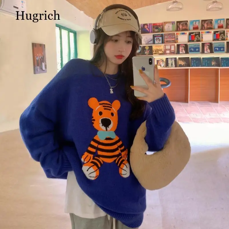 

New Cute Tiger Women's Sweater Autumn and Winter Wear Student Pullover Salt Series Lazy Style Female Sweaters Fashion Clothing