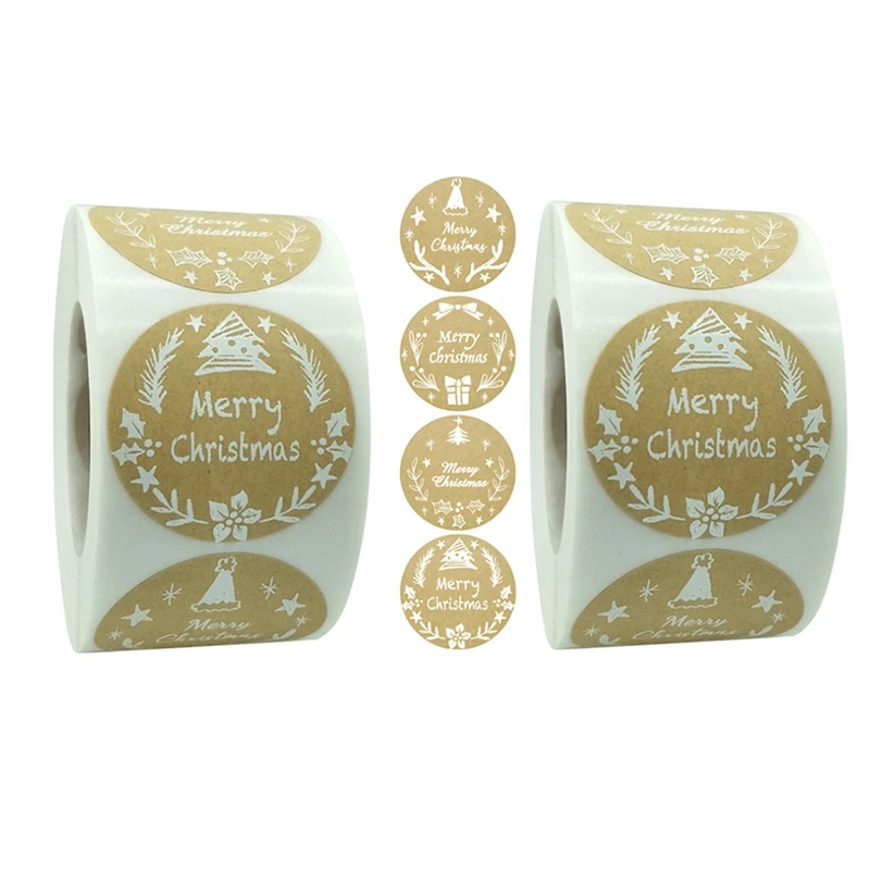 

Новогодняя декоративная наклейка, 2 рулона, 500 шт. в рулоне, очень подходит для рождественских тематических скрапбукингов и украшений