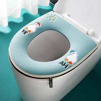 winter warm washable toilet seat cover mat bathroom cartoon toilet pad cushion with handle thicker closestool warmer accessories