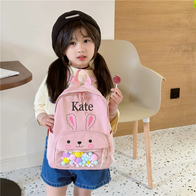 

Customized Name Fashion 2023 New Cute Children's Fun Backpack Girl Heart Candy Color Bag Trend Student Backpack