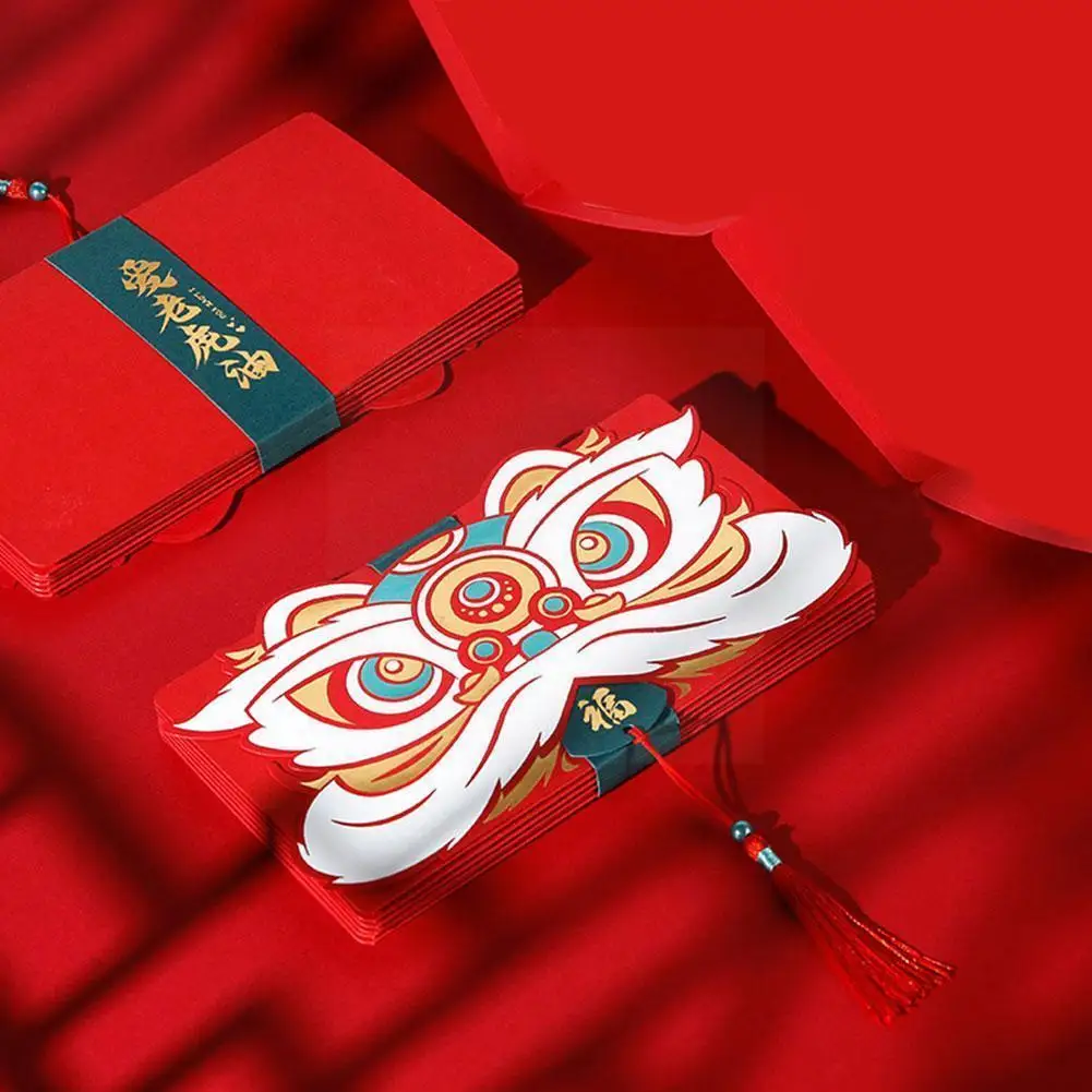 

6/10PCS Chinese Red Envelopes Lunar New Year 2022 Year of Tiger Hong Bao Packet For Spring Festival/Wedding/Birthday/Childr Z6Q6