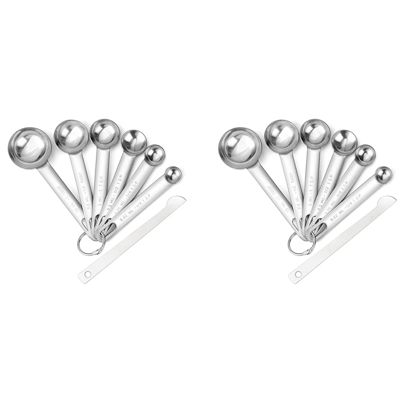 

Набор мерных ложек из нержавеющей стали, маленькие столовые ложки, набор из 12 ложек с бонусным выравнивателем для сухости и жидкости
