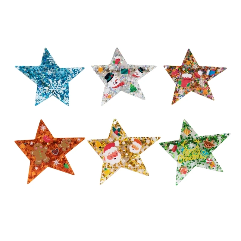 

Christmas Star Shape Mistletoe Hairpin New Year Hair Clip Holiday Headwear 28TF