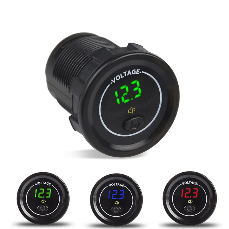 

Автомобильный вольтметр, светодиодный цифровой дисплей с выключателем, 12/24 В, с сигнализацией низкого напряжения, водонепроницаемый, для мотоциклов, лодок, автомобилей