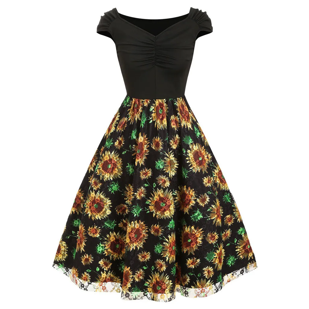 

Low High Cami Sunflower Embroidery Women Mesh Dress Ruched Dress Panel Print Women's Dress Dresses Women Long Sleeve Party Dress