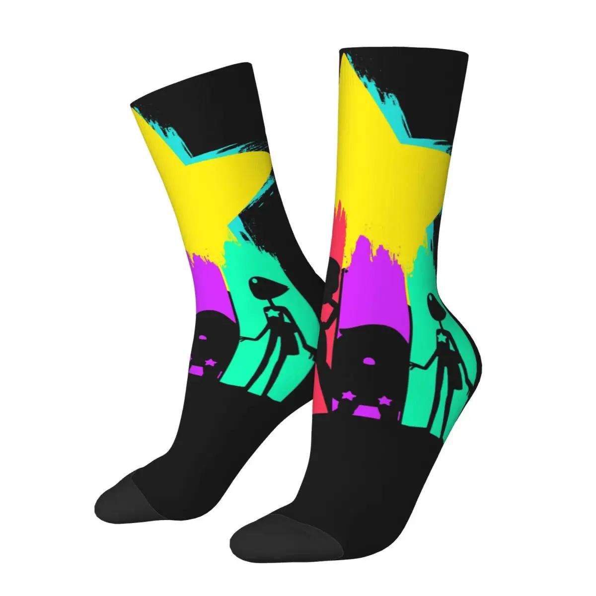 

Funny Crazy Sock for Men Black Printing Hip Hop Harajuku Steven Universe Animation Science Fiction Happy Quality Crew Sock