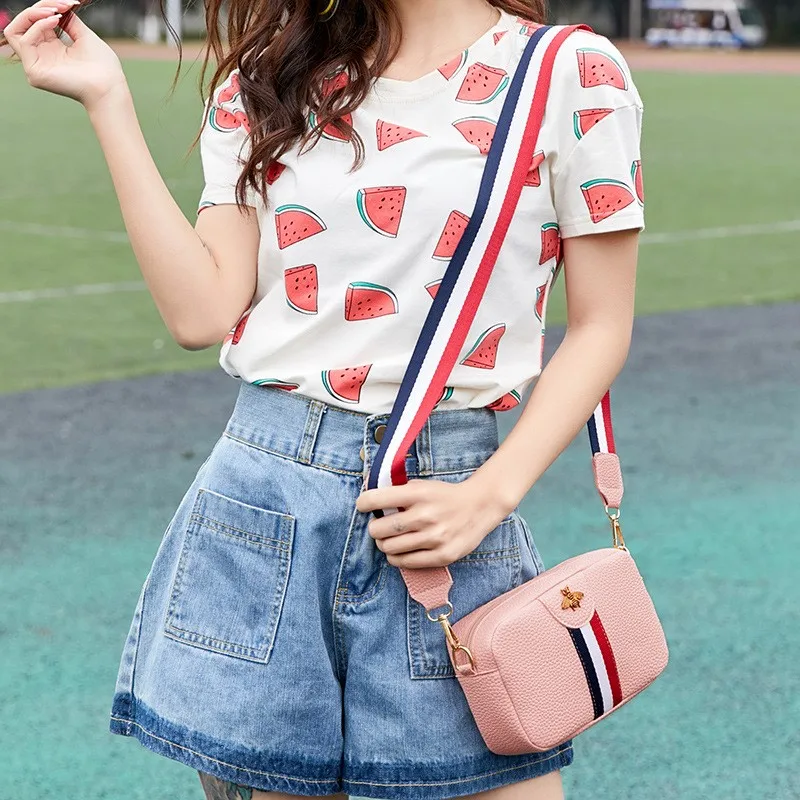 Женская сумка через плечо с Пчелкой кожаные сумки для телефона модный ремень в