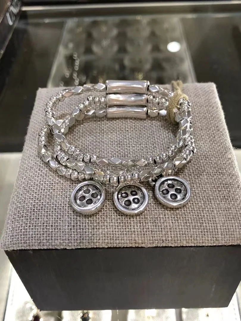 

2022 New Stainless steel alloy Silver Color Cute Have logo No Buckle Fashion Charm Bead Bracelet Free Wholesale Shipping