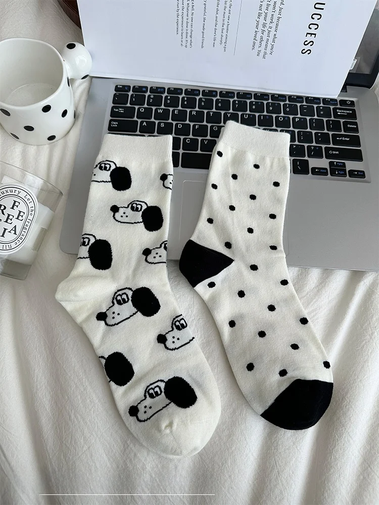 Белые носки женские весенне-осенние носки-трубы для щенков модные из чистого