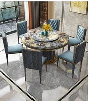 italian light luxury stone paint round dining table and chair high end villa dining table designer net red table