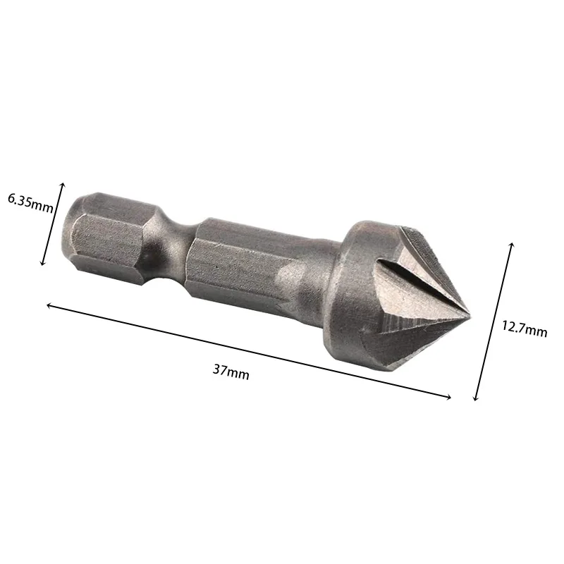 1/3PCS Hexagonal Shank Six-Blade Chamfering Tool Carbon Steel Sandblasting Knife Woodworking Hole Opener Countersink - купить по