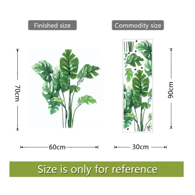 

Large Tropical Green Plant Leaves Wall Stickers Home Room Decor Palm Decal PVC Murals