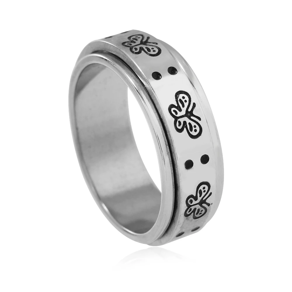 Мужское модное кольцо из нержавеющей стали простое вращающееся для декомпрессии