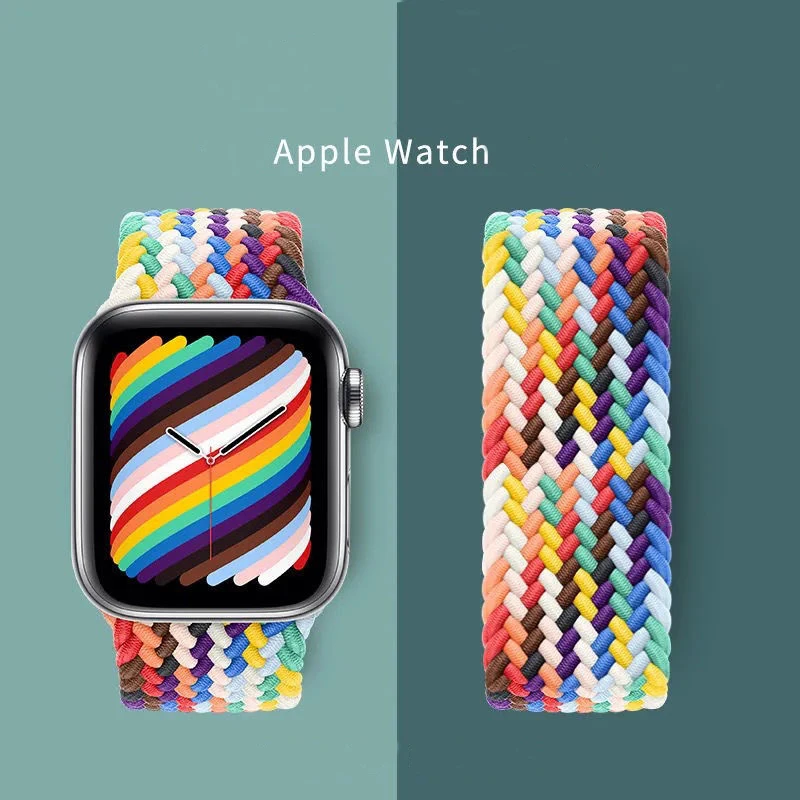 

Тканевый плетеный нейлоновый ремешок для Apple Watch 7 6 Band 44 мм 40 мм 38 мм 42 мм 41 мм 45 мм, эластичный для iWatch Series 6 SE 5 4 3