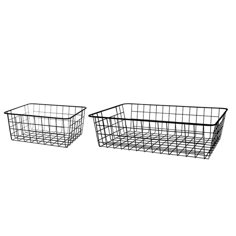 

2Pcs Wire Storage Baskets, Farmhouse Metal Wire Rustic Toilet Paper Basket, Food Organizer Bins With Handles For Kitchen