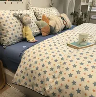 Fashion star blue yellow bedding set,single doule cotton twin full queen king home textile flat sheet pillow case duvet cover