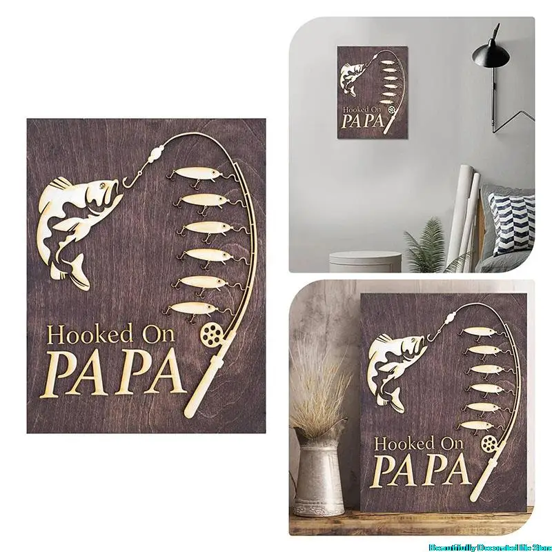 

DIY Wooden Fishing Trip Poster Fathers Day Home Decoration Metal Plaques Wall Pendants Father's Day Gifts Hanging Ornaments