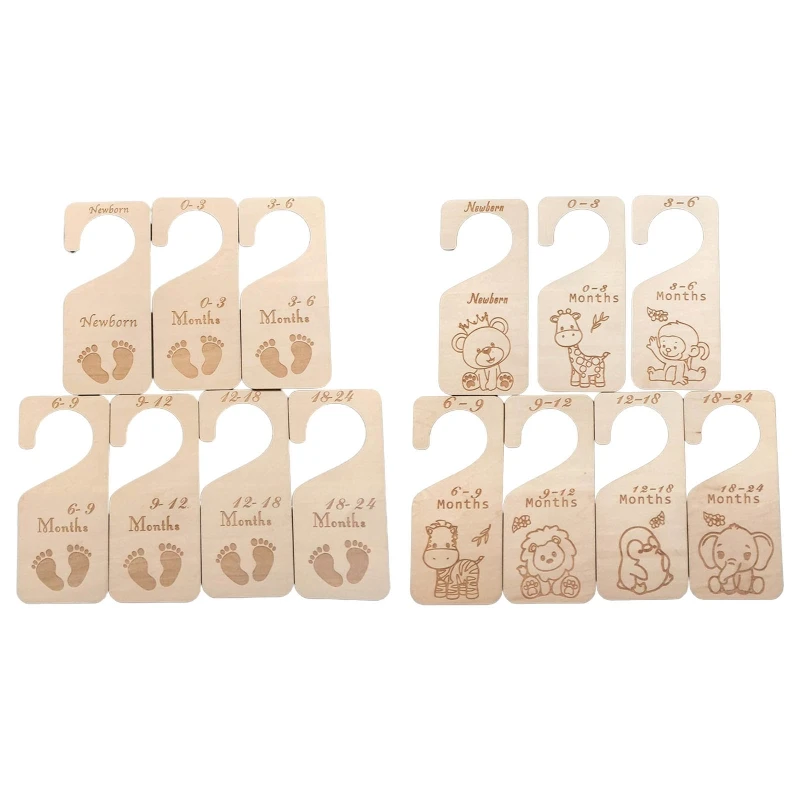 

K1MF 7 Pcs Baby Closet Size Dividers Wooden Baby Closet Organizers from Newborn Infant to 24 Months for Home Nursery Baby