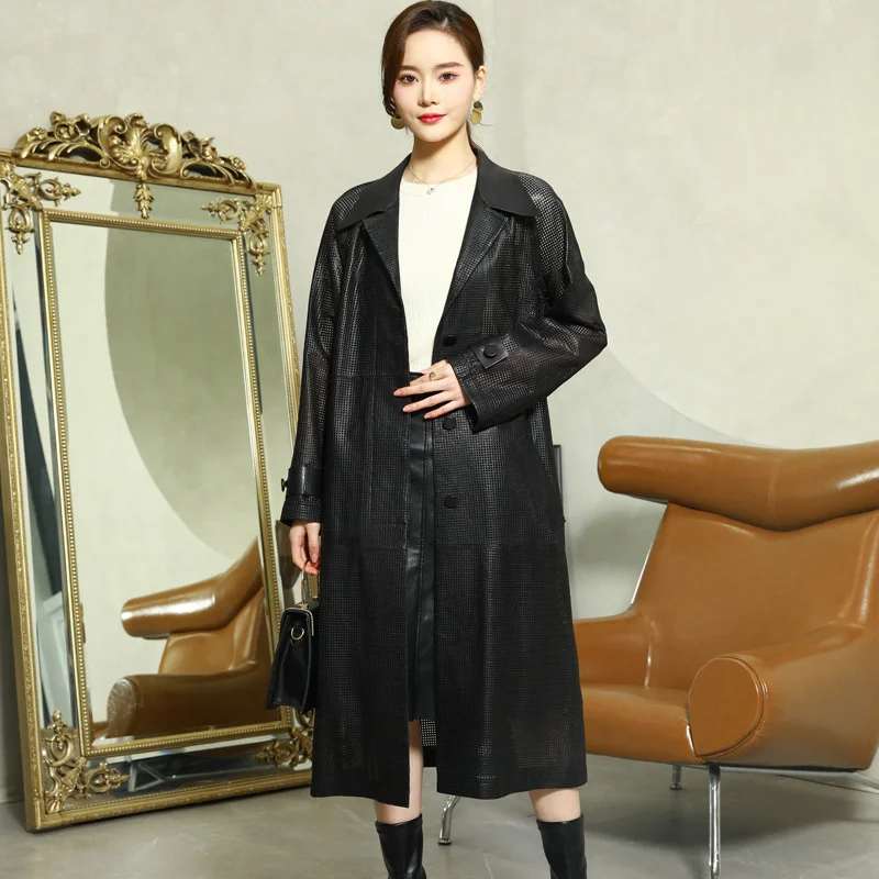 

2023Leather jacket,Real Leather Jacket Women Sheepskin Jacket Coat New Spring Autumn Casual Mid-Length Vegetable Tanned Slim Coa