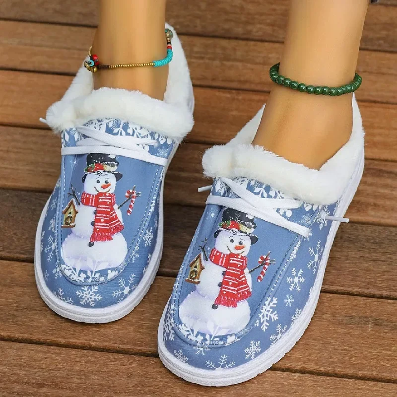 Zapatos de lona zerojos animados от Navidad para mujer zapatos planos informales cómodos talla grande otoño and invierno