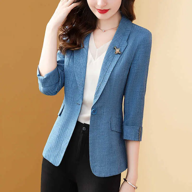 

4XL Fashion Women Large Size Blazers Jackets Work Office Lady Suit Slim Single Button Business Female Blazer Coats Formal E193