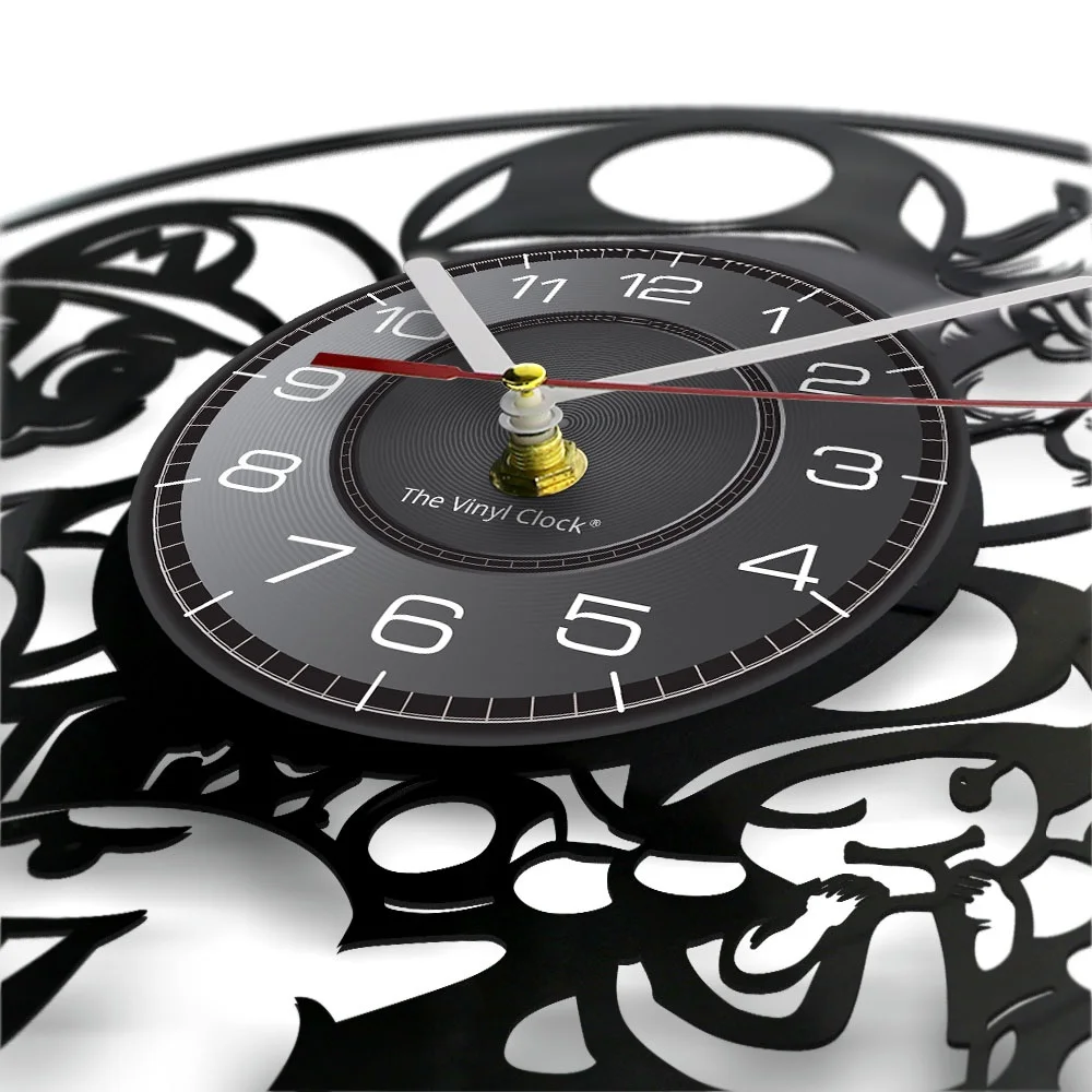 Настенные часы с виниловой пластиной волшебные грибы