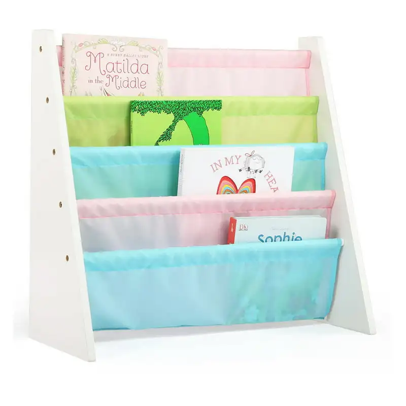 

Book Rack with Fabric Sling Sleeves, Pastel