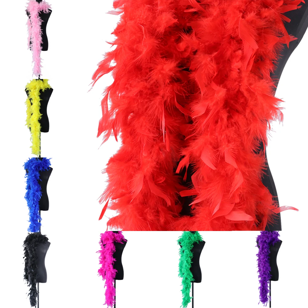 

2 Yards Feather Boa Decoration for Party Wedding Clothes Dress Shawl/Scarf DIY Jewelry Accessory Crafts Colorful Turkey Plumes