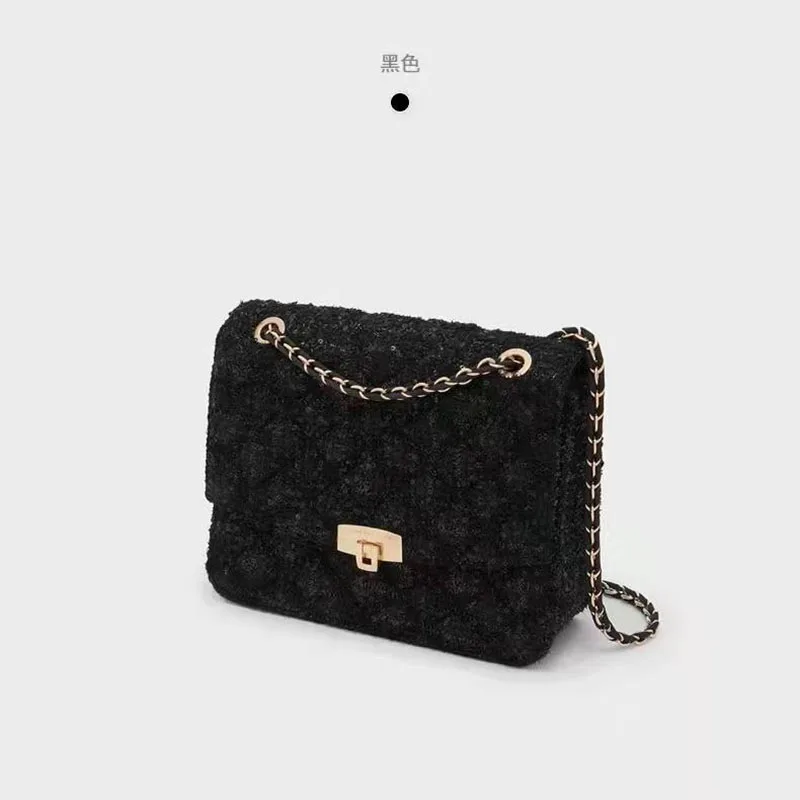 

2022 Spring Summer Brand Women's Shoulder Bag Black Female Handbag With Chain