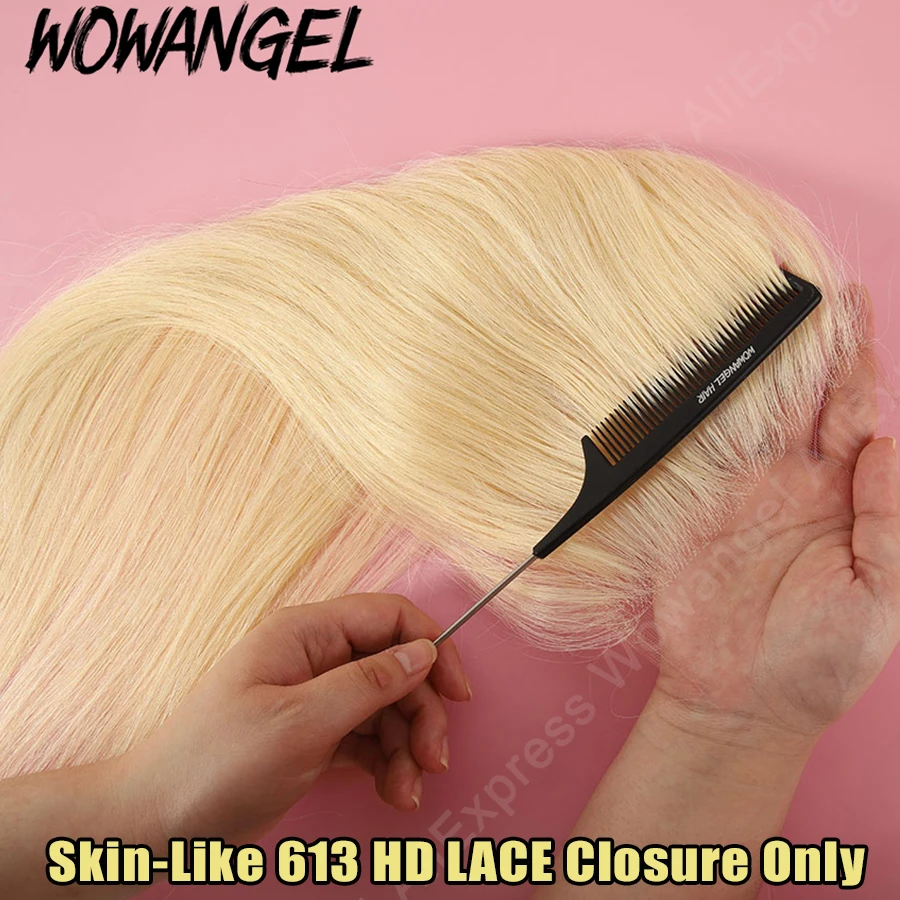 Wow Angel 6x6/5x5 HD Lace Frontal Only Human Hair PrePlucked 613 Blonde Real HD Lace Straight Closure Only Invisible For Women