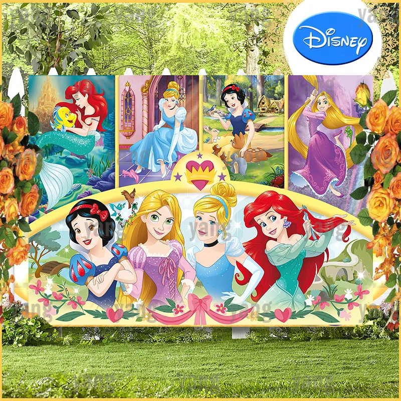 Disney Magic Girls Princess Cards Sleeping Beauty Snow White Background Backdrop Birthday Party Banner Decoration Photo Shoot