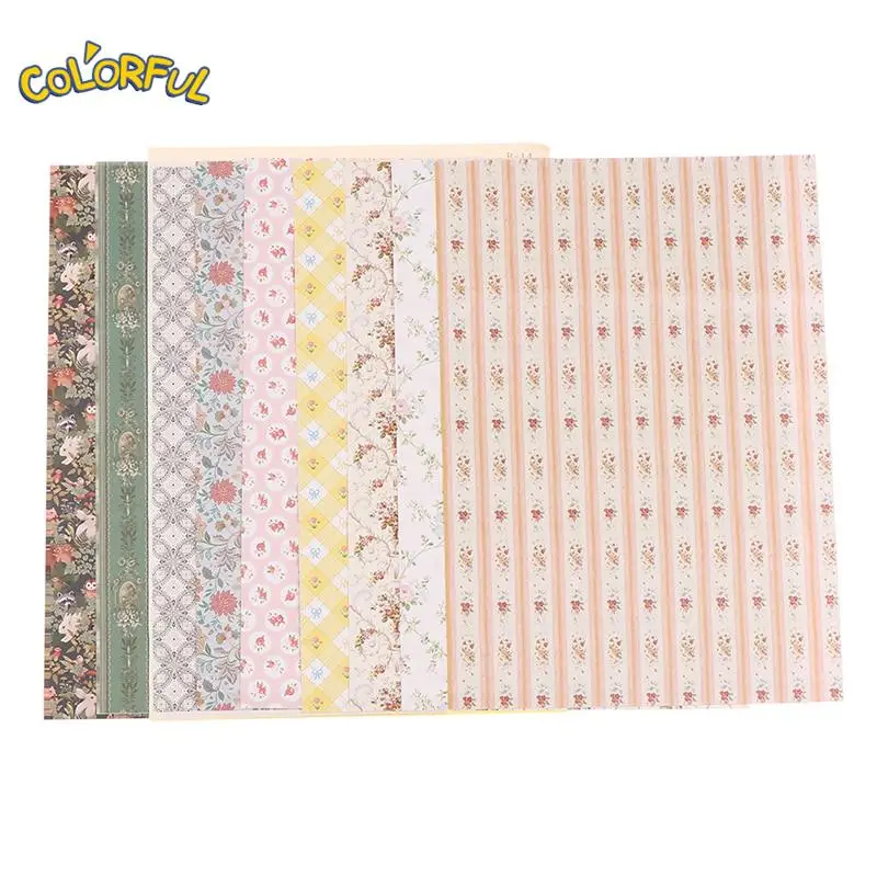 

1:12 Dollhouse Miniature Wallpaper Sticker Mini Furniture DIY Simulation Sticker Colorful Wallpaper Doll House Decor Accessories