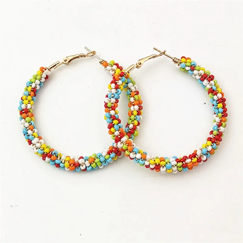 

Bohemia Dangle Earrings Fashion Beads Hoop Multi Color Luxury Statement Earrings For Women Korean Jewelry Accessories Wholesales
