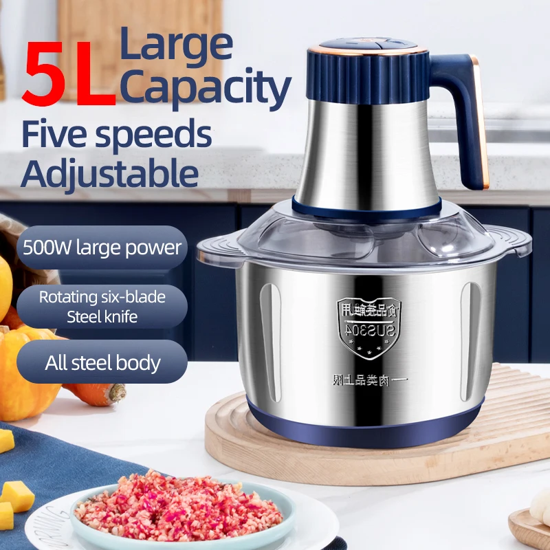 5L Household Kitchen Meat Grinder Stainless Steel Blade Powe