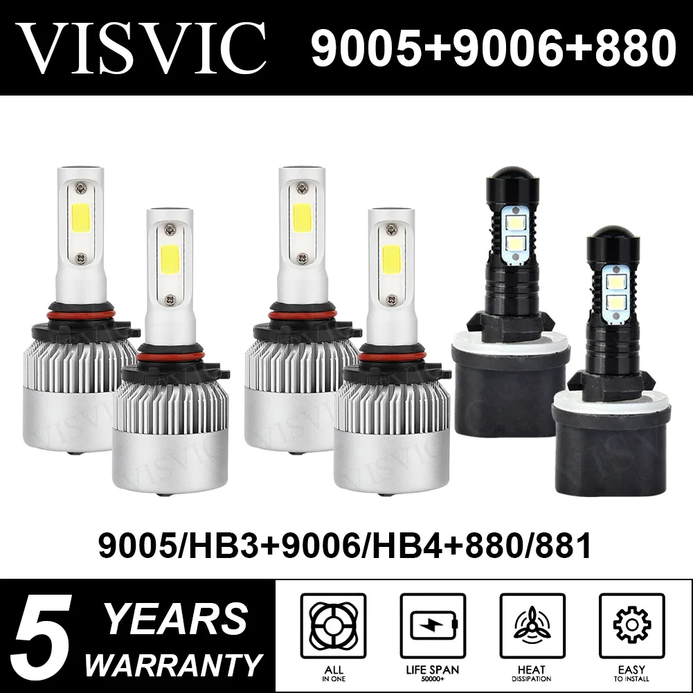 

6x Combo 9005 9006 LED Headlight 880 Fog Light Bulb For Chevy Tahoe 2001-2006